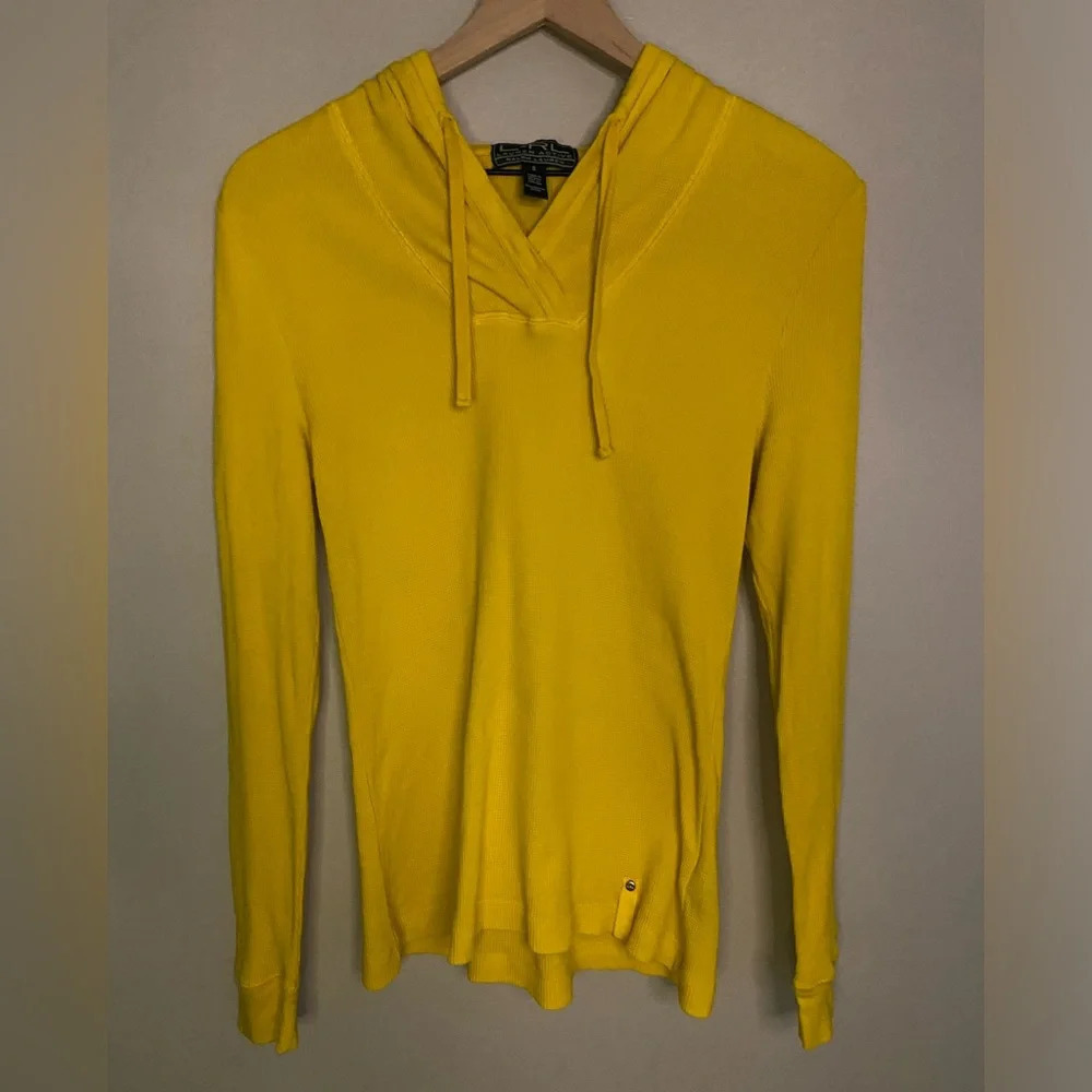 Lauren Active Ralph Lauren Yellow Waffle‎ Knit Hoodie size small